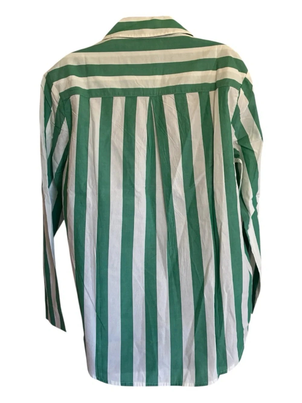 NWT Old Navy Green and White Vertical Stripe-Up Pajama Shirt - Size XS